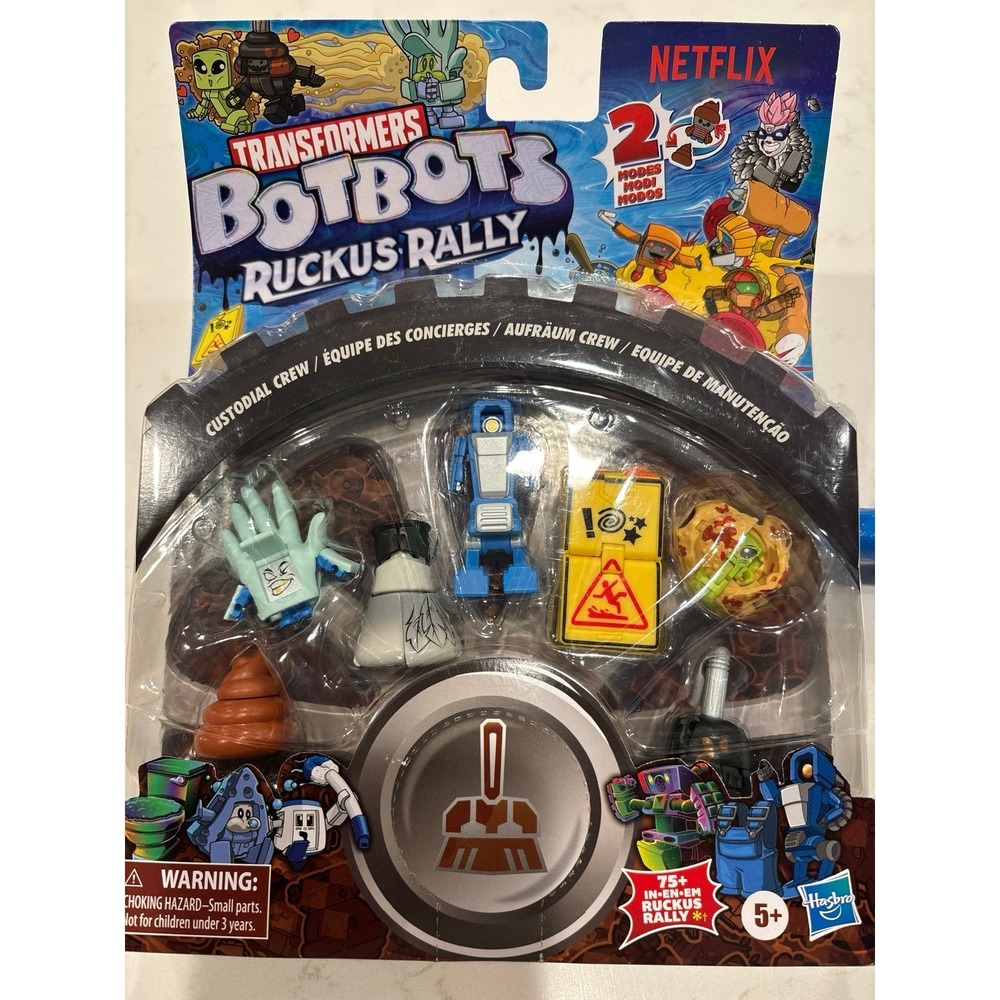 NEW !! Transformers BotBots Ruckus Rally Custodial Crew Netflix